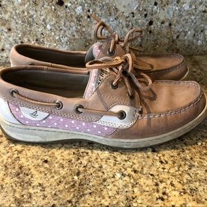 Sperry pink polka dot shoes